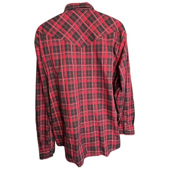 Gibson Men's Plaid Long Sleeve Western Button-Down Shirt Red Black Size 2XL - Picture 3 of 10